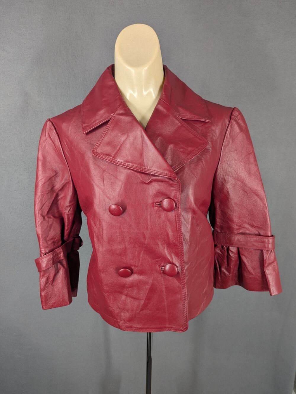 Vintage Spiegel Leather Jacket Womens Size 8 Burgundy Red